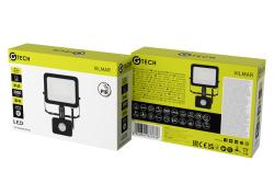 G-TECH Прожектор с датчик за движение VILMAR, LED, 30 W, 3000 lm, 6400 K, AC 220–240 V, черен