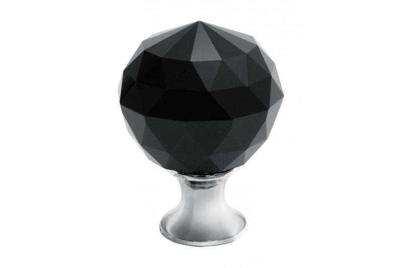 Zamak-knop Crystal Palace A 30 mm chroom + ZWART KRISTAL - Set van 2