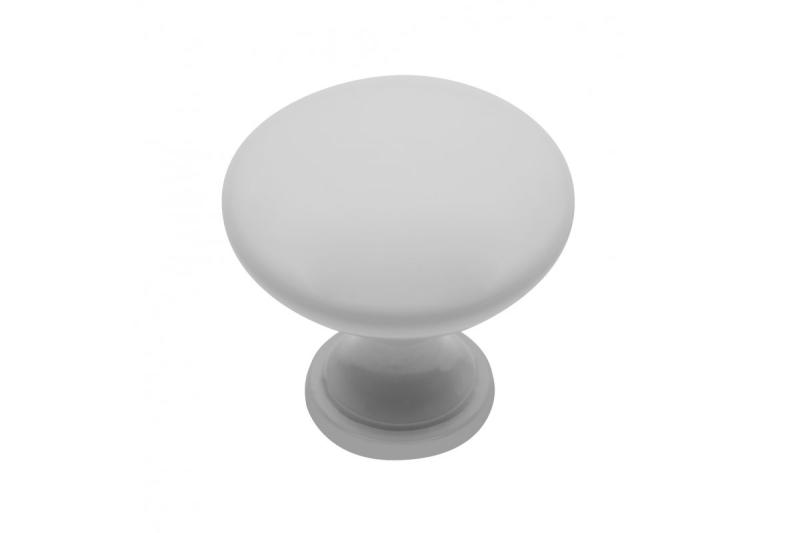 Zamak-knop TERNI, wit glanzend - Set van 11