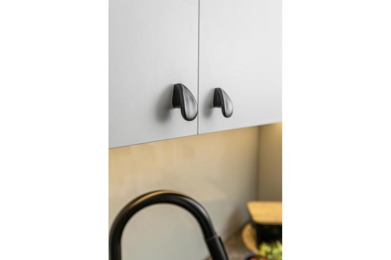 Zamak-knop VENICE matzwart - Set van 6