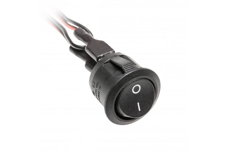 Tuimelschakelaar, zwart, 12 V, 3 A, met 0,1 m kabels en mini-amp-connectoren (mannelijk en vrouwelijk) 1208958735 - Set van 10