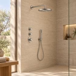 Aquanello Eterna Thermostatic Flush Mount Shower Set 25 cm Rain Shower Stainless Steel ET-S-SET1-2-02