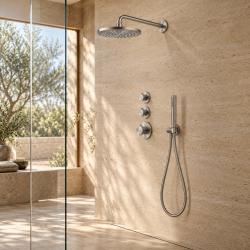 Aquanello Eterna Thermostatische Inbouw Doucheset 25 cm Regendouche RVS ET-S-SET1-2-02-travertin