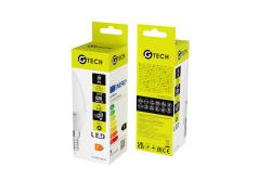 G-TECH LED-lichtbron, A-G, C30, SMD2835, 3000K, E14, 6,0 W, AC 220-240 V, 160°, 520 lm, 52 mA 1208959240 - Set van 9