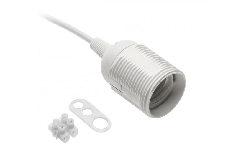 E27-fitting met een snoer en een kubus, AC 220-240 V, max. 60 W, 2 x 0,75 mm², 1,16 cm, wit 1208959282 - Set van 8