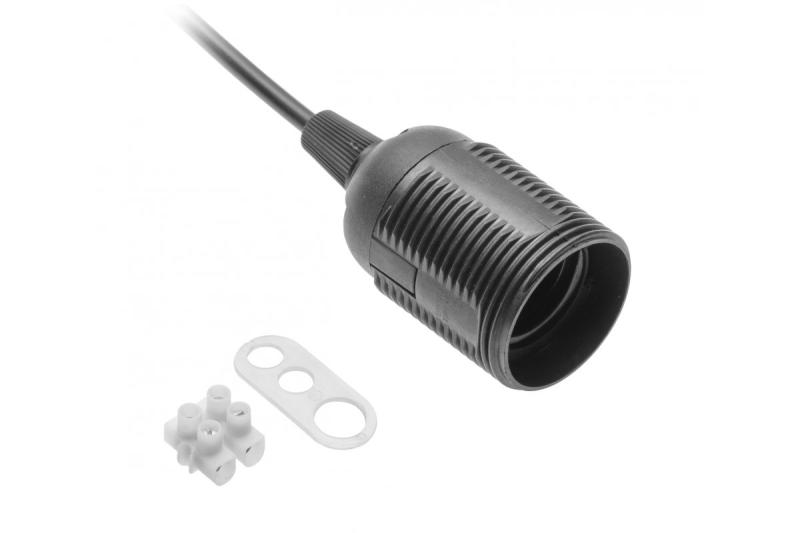 E27-fitting met kabel en aansluitblok, AC 220-240 V, max. 60 W, 2 × 0,75 mm², zwart 1208959283 - Set van 8