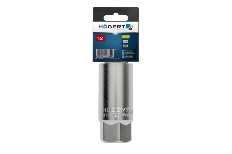Hoegert 1/2" zeskant bougiesleutel 21 mm CrV50BV30 1208959460 - Set van 4