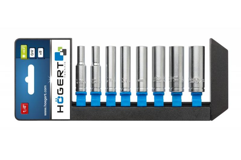 Hoegert 1/4" Diepe dopsleutelset 8 stuks 1208959464 - Set van 2