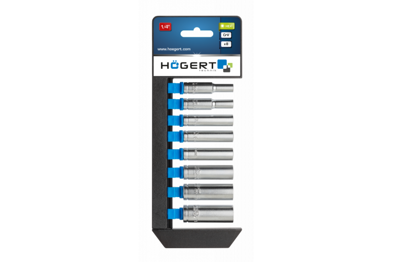 Hoegert 1/4" Diepe dopsleutelset 8 stuks 1208959464 - Set van 2