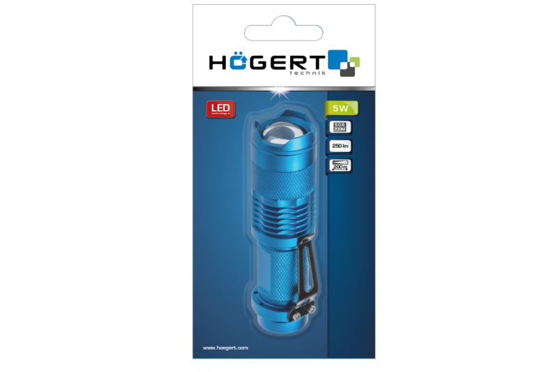 Hoegert Aluminium zaklamp 1*AA/1*14500 3,7V (zonder batterij) 5W 250lm IP20 200m - Set van 2
