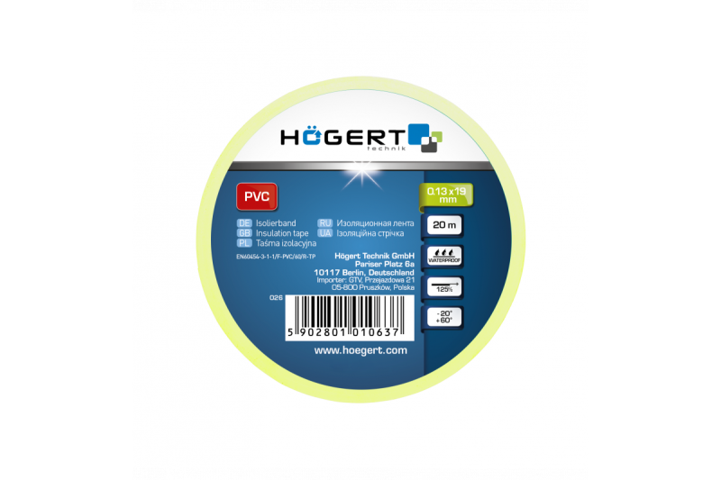 Hoegert Isolerende tape PVC geel-groen 1208959572 - Set van 10