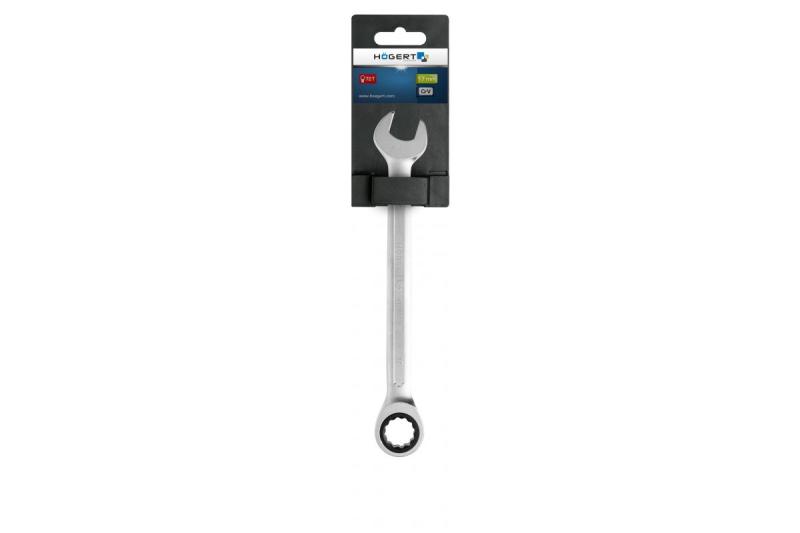 Hoegert Combinatieratelsteeksleutel van CrV-staal 17 mm 72T 1208959685 - Set van 2