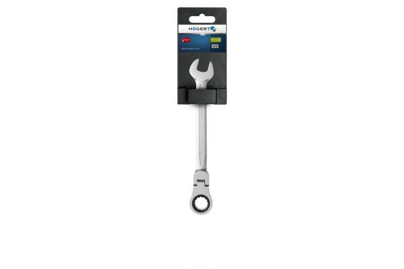 Hoegert Combinatieratelmoersleutel met flexibele kop, CrV-staal, 17 mm, 72T 1208959703 - Set van 2