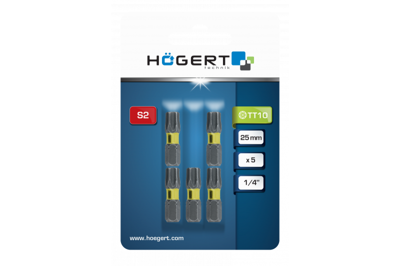 Hoegert Elektrische schroevendraaier bit Torx TT10 25mm 5 stuks. 1208959805 - Set van 6