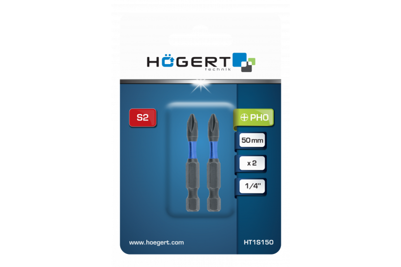Hoegert Elektrische schroevendraaier bit PH0 50mm 2 stuks 1208959817 - Set van 10
