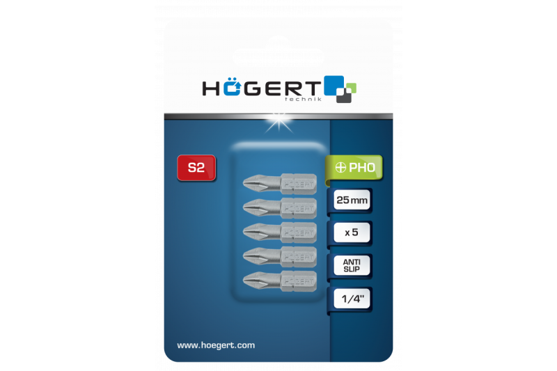 Hoegert Schroevendraaier bit PH0 25 mm 1208959848 - Set van 9