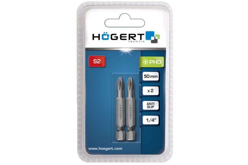 Hoegert Schroevendraaier bit PH0 50MM 2 stuks 1208959867 - Set van 13