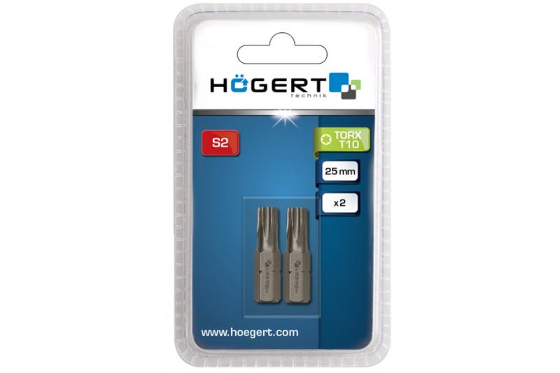 Hoegert Schroevendraaier bit TORX 10 25 mm S2 staal 2 stuks blisterverpakking 1208959890 - Set van 13