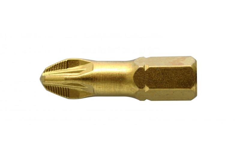 Hoegert Schroevendraaierbit PZ3 25 mm S2 staal titanium gecoat 5-delige blister 1208959899 - Set van 6