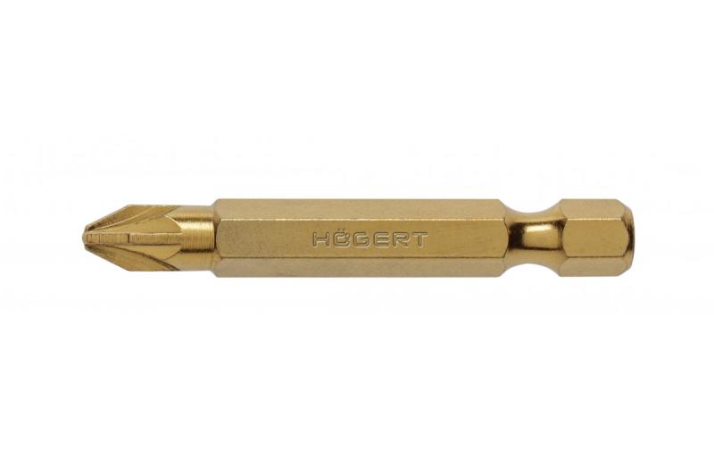 Hoegert Schroevendraaierbit PZ2 50 mm S2 staal titanium gecoat 2-stuks verpakking 1208959901 - Set van 7