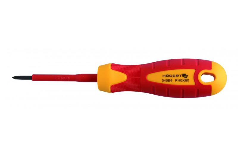 Hoegert Geïsoleerde schroevendraaier PH0 60 mm 1000 V S2 staal 1208960021 - Set van 6