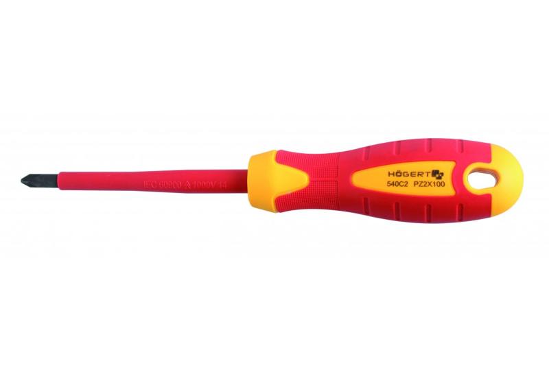Hoegert Geïsoleerde schroevendraaier PZ1 80 mm 1000 V S2 staal 1208960025 - Set van 5