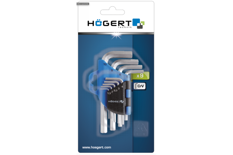 Hoegert 9-delige inbussleutelset van CrV-staal 1208960095 - Set van 2