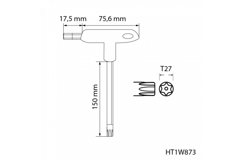 Hoegert T-type torx beveiligingssleutels lang TT27 1208960128 - Set van 4