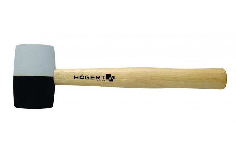 Hoegert Rubberen hamer met houten handvat, 450 g. 1208960231 - Set van 2