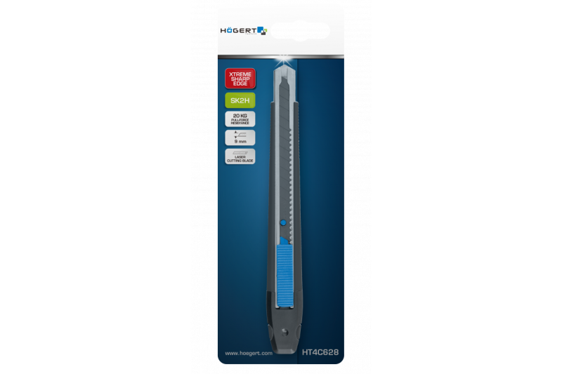 Hoegert Snap-off mes 9 mm met een plastic clip 1208960409 - Set van 6