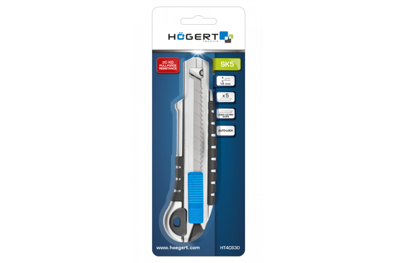 Hoegert Snap-off mes 18 mm 1 + 4 messen met stabilisatie. 1208960411 - Set van 4