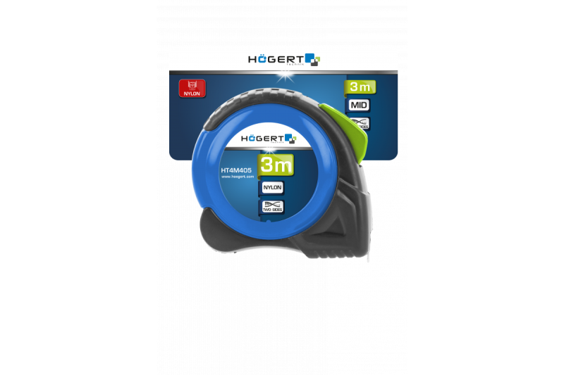 Hoegert Meetlint 3m 16mm nylon 2 zijden 1208960478 - Set van 4