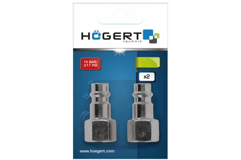 Hoegert Koppelingsadapter terminal mannelijk 1/4" 2 stuks 1208960636 - Set van 5