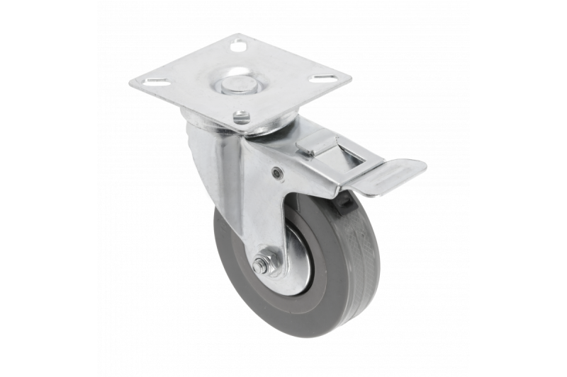 Meubelwiel GREYROLL, 75 mm, grijs, met remmen 1208962377 - Set van 4