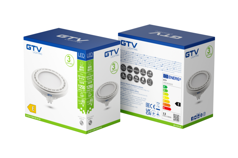 LED-LAMP, A-G, ES111, 4000K, GU10, 12,5 W, AC 220-240 V, 120°, 1250 lm, 109 mA, wit 1208962744 - Set van 3