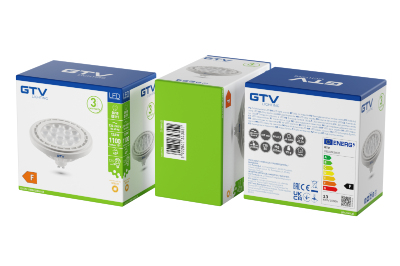 LED-LICHTVOORZIENING, A-G, ES111, 3000K, GU10, 12,5 W, AC 220-240 V, 40°, 1100 lm, 109 mA, wit 1208962754 - Set van 2