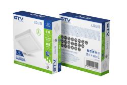 LOUIS LED-inbouwspot, IP54, 6 W, 480 lm, AC 176–264 V, 50/60 Hz, 120°, 4000 K, opbouwmontage, vierkant 1208962919 - Set van 2