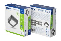 LED MATIS PLUS, inbouwspot, 7 W, zwart, 4000 K, 560 lm, AC 220-240 V, opbouwmontage, IP20, 120°, 1208962950 - Set van 2