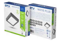 MATIS PLUS LED-armatuur, downlight, 13 W, zwart, 4000 K, 1020 lm, AC 220-240 V, opbouwmontage, IP20, 120°, 1208962954 - Set van 2