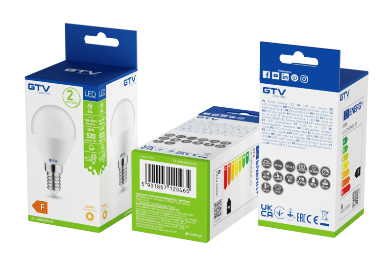 LED-lamp, B45B, SMD 2835, warmwit, E14, 6 W, AC 220-240 V, lichtbundelhoek 160°, 470 lm, 52 mA 1208963155 - Set van 9