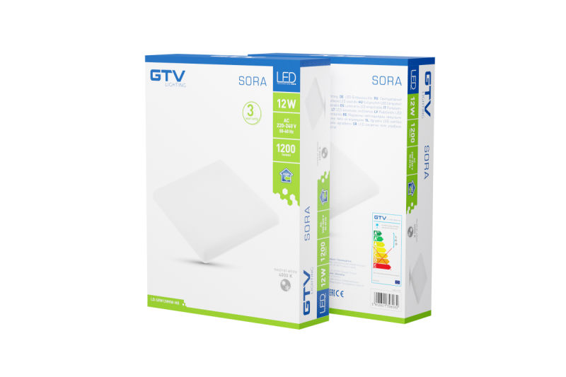 SORA LED-inbouwspot, IP54, 12 W, 1200 lm, AC 220-240 V, 50/60 Hz, 120°, 4000 K, inbouw, vierkant 1208963169 - Set van 2