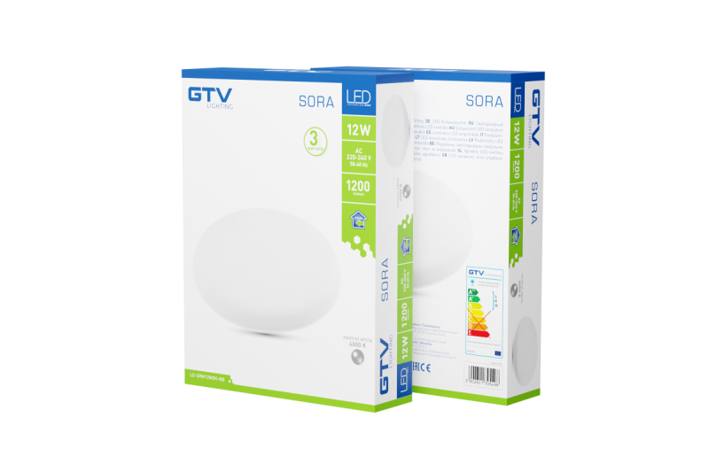 SORA LED-inbouwspot, IP54, 12 W, 1200 lm, AC 220-240 V, 50/60 Hz, 120°, 4000 K, inbouw, rond 1208963170 - Set van 2