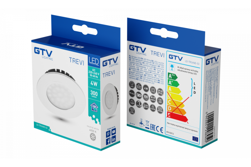 Verlichtingsarmatuur TREVI 230 V, 4 W, IP20/IP44, neutraal wit, aluminium, kabel 150 mm 1208963213 - Set van 2