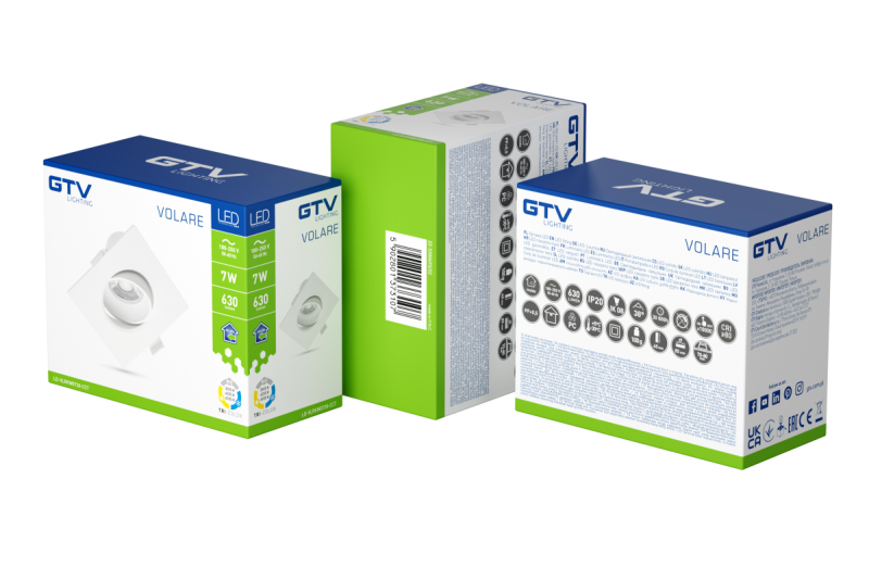 VOLARE LED-armatuur, vierkant, downlight, CCT, 7 W, 630 lm, AC 220-240 V, PF > 0,5, RA > 80, IP20, 38°, 1208963244 - Set van 2