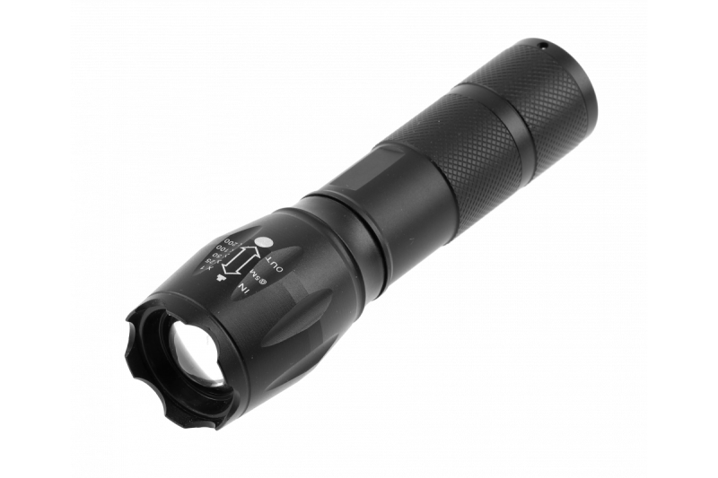 LED-zaklamp met SOS-zoomfunctie voor 3 AAA-batterijen, 1,5 V, 5 W, 300 lm, 6400 K, 200 m, IP44, zwart 1208963358 - Set van 2