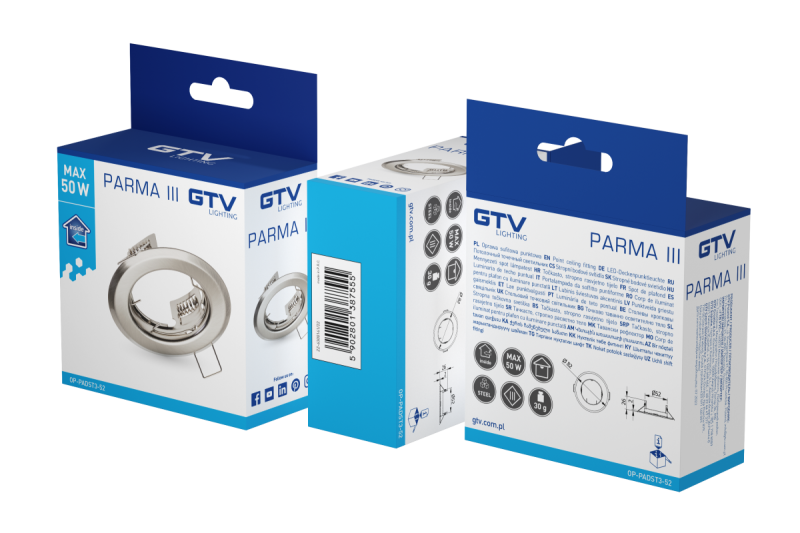 Decor Plafondspot PARMA III IP20 rond inox. 1208963757 - Set van 6