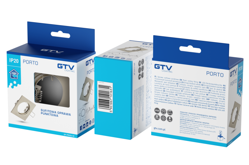 Decor PORTO plafondspot armatuur IP20 vierkant inox TYPE DS10 1208963792 - Set van 5