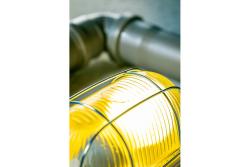Bulkhead fixture SANGUESA KAM, max 40W, E27, AC220-240V, 50-60Hz, IP54, ABS/glass/metal grille, white housing