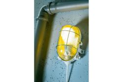Bulkhead fixture SANGUESA KAM, max 40W, E27, AC220-240V, 50-60Hz, IP54, ABS/glass/metal grille, white housing