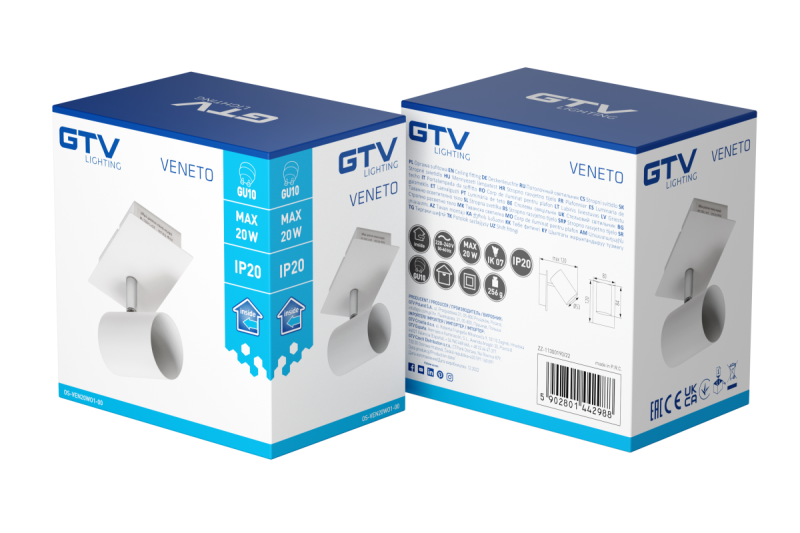 Decor Plafondarmatuur VENETO IP20 max. 20W 1 x GU10 rond wit 1208964035 - Set van 2